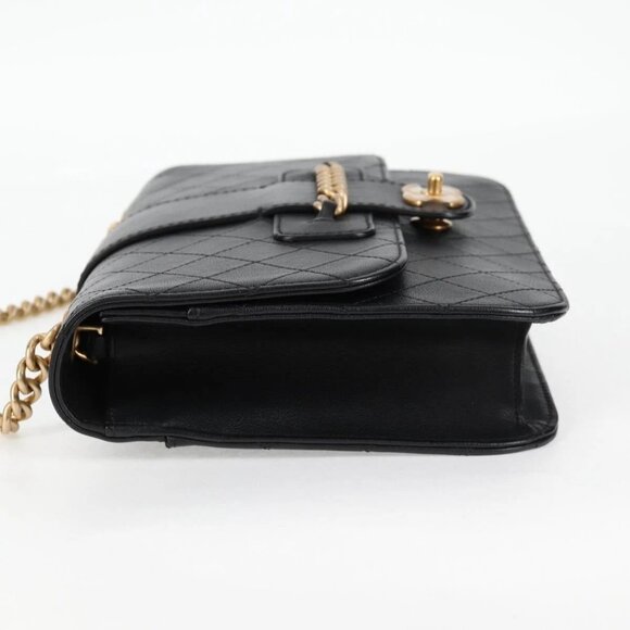 CHANEL Matelasse Chain Shoulder Bag Leather Black Gold CC Auth 118140AM - Picture 6 of 16